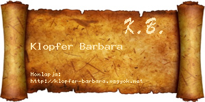 Klopfer Barbara névjegykártya